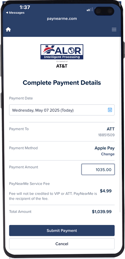 Enter the amount of your payment in the box below and click Submit. It's that Easy!